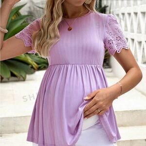 Maternity eyelet peplum shirt